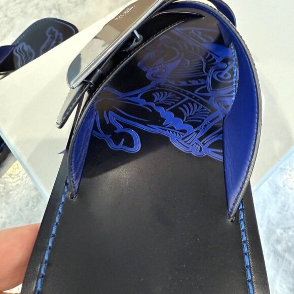 Burberry Black Leather EKD Strip Shield Slide Sandal, all sizes - Picture 12 of 15